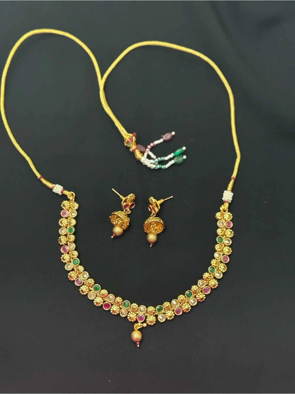 Indian Traditional Gold plated heritage necklace with earrings